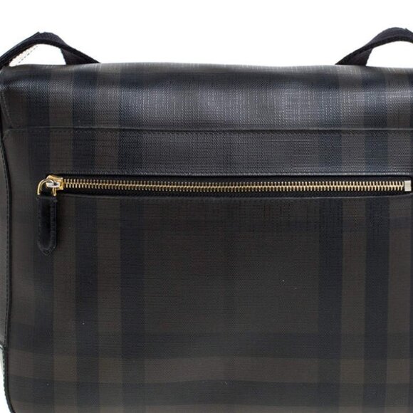 Burberry Grey Smoked Check PVC and Leather Hendley Messenger Bag - Picture 2 of 3
